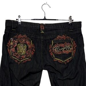 Coogi Jean Shorts Womens Size 13/14 37x15 Black Embroidered Denim Jorts